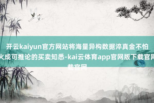 开云kaiyun官方网站将海量异构数据淬真金不怕火成可推论的买卖知悉-kai云体育app官网版下载官网